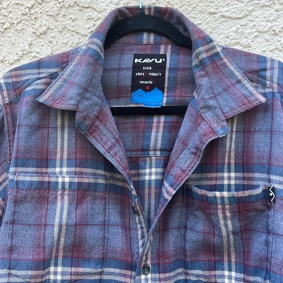 KAVU Men's Button up Casual Flannel Shirt Size L - Picture 2 of 7